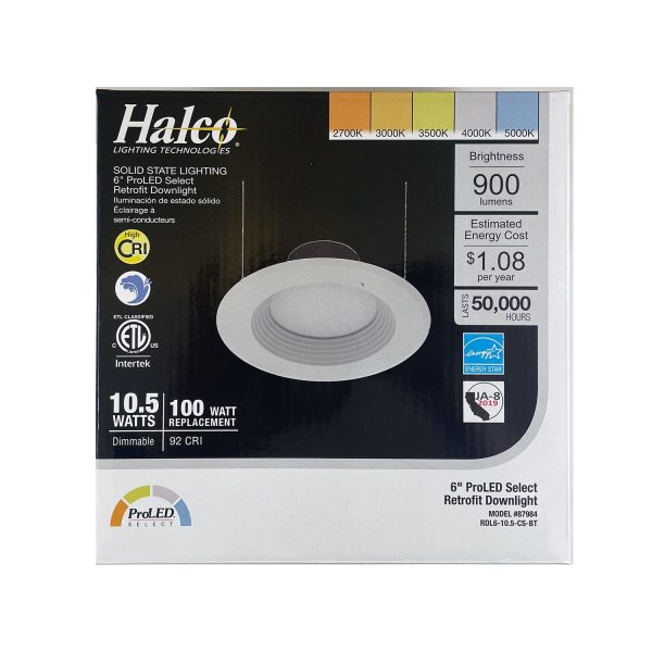 HALCO 6-in 10.5w ProLED CCT Select Downlight Dimmable Retrofit - 100w equiv on Sale