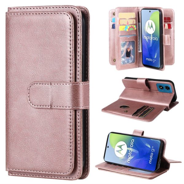 10-slot Motorola Moto G04   Motorola Moto E14   Motorola Moto G04s   Motorola Moto G24 wallet case - Rose Gold Online Hot Sale