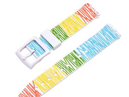 16mm Universal stripe printed silicone watch strap - Colorful Scribble Lines Online now