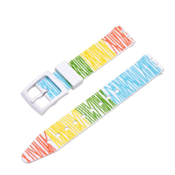 16mm Universal stripe printed silicone watch strap - Colorful Scribble Lines Online now