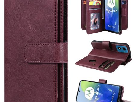 10-slot Motorola Moto G04   Motorola Moto E14   Motorola Moto G04s   Motorola Moto G24 wallet case - Wine Red For Cheap