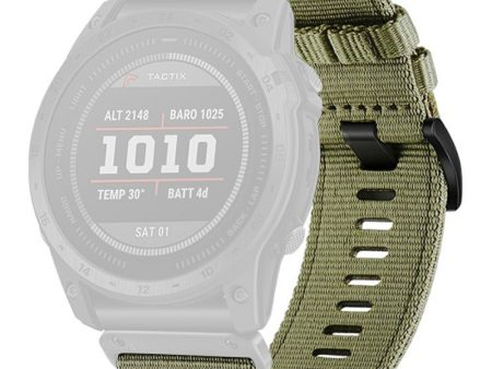 Watchband for Garmin Fenix 8 51mm   Enduro 3   Instinct 2X Universal 26mm Quick Release Nylon Canvas Watch Strap - Olive Green on Sale