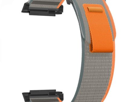 Xiaomi Watch H1 Nylon Watch Band Adjustable Loop Fastener Strap - Orange+Grey Discount