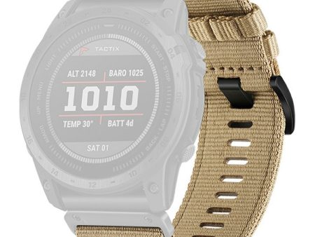 Watchband for Garmin Fenix 8 Universal 22mm Quick Release Nylon Canvas Watch Strap - Khaki Online Sale