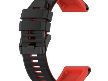 22mm dual color silicone watch strap for Garmin watch  - Black   Red For Discount