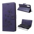 Samsung Galaxy A70 imprint butterfly leather case - Dark Purple on Sale