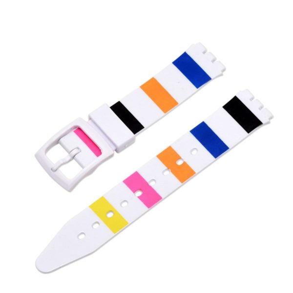 16mm Universal stripe printed silicone watch strap - White in five color line Fashion