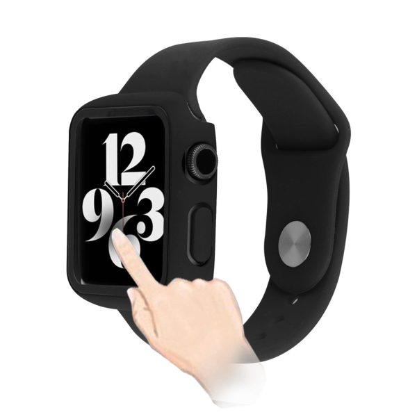 Apple Watch (45mm) silicone watch strap + tempered glass cover - Black Online now