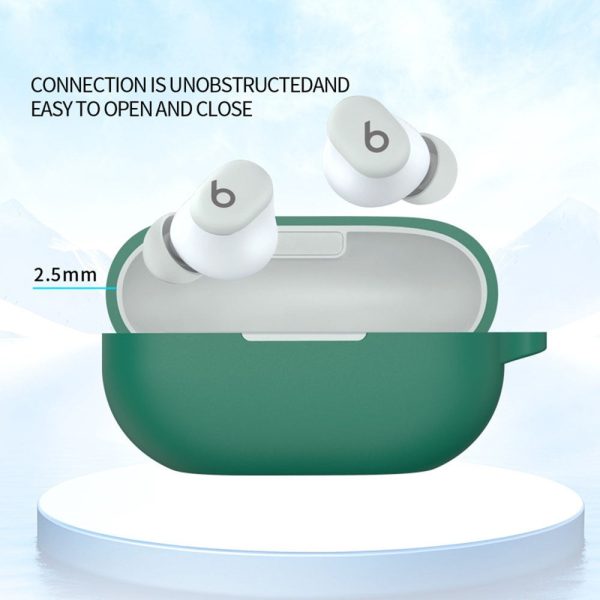 Beats Solo Buds Silicone Case Scratch Resistant Bluetooth Headphone Cover with Hanging Buckle - Blackish Green Online