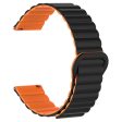 20mm Magnetic Sport Loop Watch Band Silicone Dual Color Replacement Strap - Black+Orange Online Sale