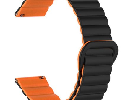 20mm Magnetic Sport Loop Watch Band Silicone Dual Color Replacement Strap - Black+Orange Online Sale