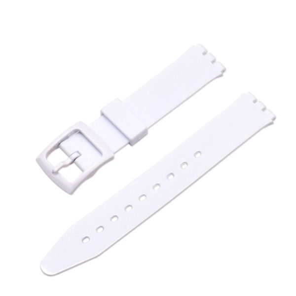 16mm Universal stripe printed silicone watch strap - White Online now