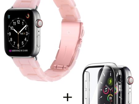 Apple Watch SE 2022 (44mm) 3 bead resin style watch strap with clear cover - Pink Online