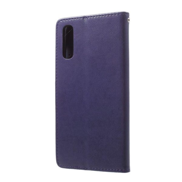 Samsung Galaxy A70 imprint butterfly leather case - Dark Purple on Sale