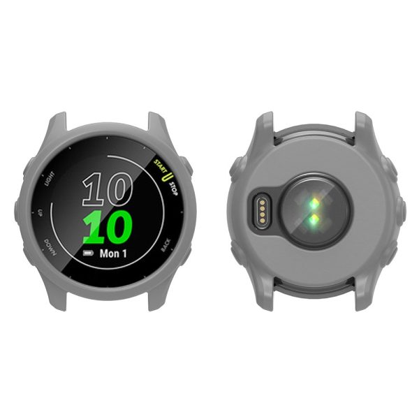 Garmin Forerunner 255 Watch Case Drop-Resistant Silicone Watch Cover - Light Grey on Sale