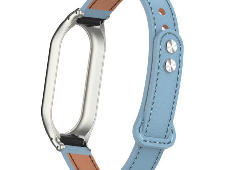 Xiaomi Smart Band 8 microfiber leather strap with metal cover - Baby Blue Online now