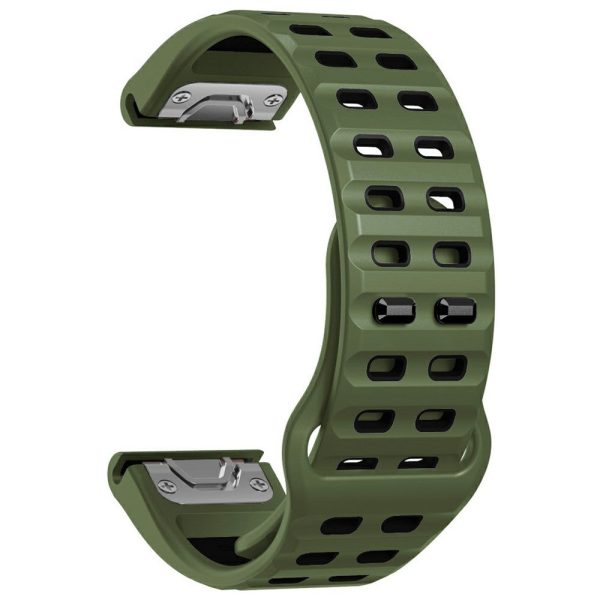 Garmin Fenix 8 47mm   Fenix E 47mm Silicone Watchband Quick Release Buckle Dual Color Watch Strap - Army Green+Black Online Hot Sale