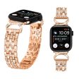 Apple Watch SE 2022 (44mm) rhinestone décor 5-bead metal strap with clear cover - Rose Gold Online Sale