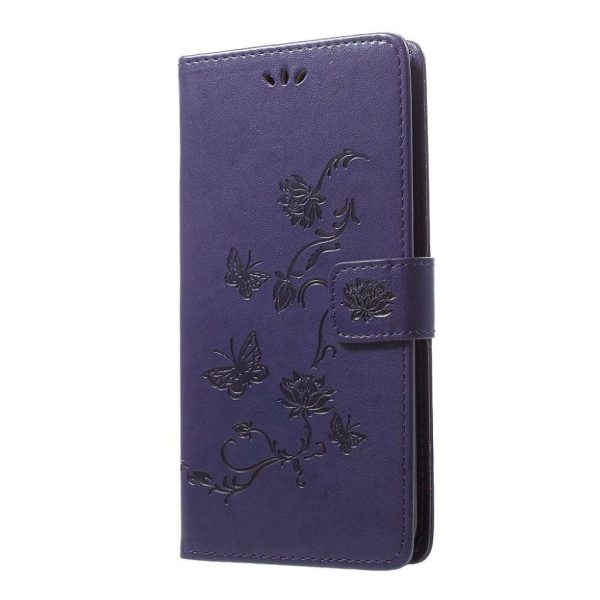 Samsung Galaxy A70 imprint butterfly leather case - Dark Purple on Sale