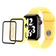 Apple Watch (45mm) cover with tempered glass + silicone watch strap - Yellow For Sale