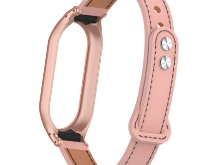 Xiaomi Smart Band 8 microfiber leather strap with metal cover - Pink Online Sale