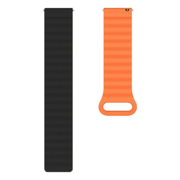 20mm Magnetic Sport Loop Watch Band Silicone Dual Color Replacement Strap - Black+Orange Online Sale