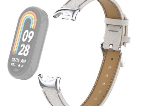 Xiaomi Smart Band 8 Genuine leather litchi texture strap with connector - White For Cheap