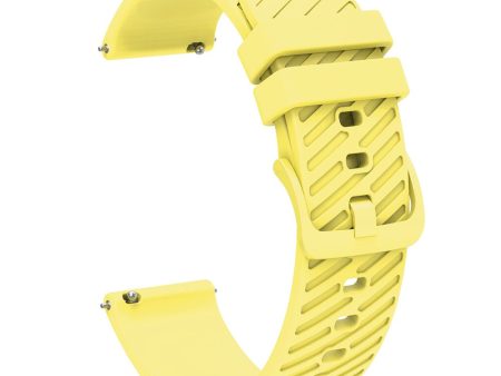 18mm Universal texture pattern silicone strap - Yellow For Cheap