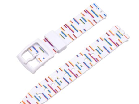 16mm Universal stripe printed silicone watch strap - Colorful Lines For Sale