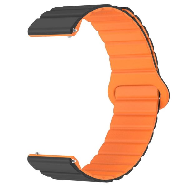 20mm Magnetic Sport Loop Watch Band Silicone Dual Color Replacement Strap - Black+Orange Online Sale