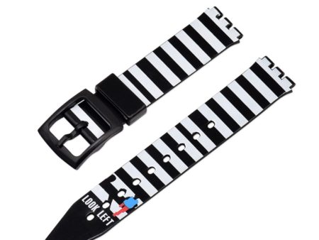 16mm Universal stripe printed silicone watch strap - Look Left in Stripe Fashion