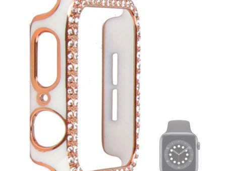 Apple Watch 44mm dual color rhinestone cover - White   Rose Gold Rhinestone Online Sale