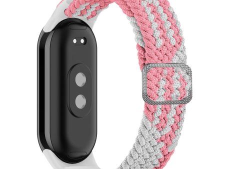 Xiaomi Smart Band 8 elastic nylon braid style strap - Pink   White For Cheap