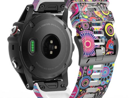 26mm pattern style silicone strap for Garmin watch - Multicolor Swirls Fashion