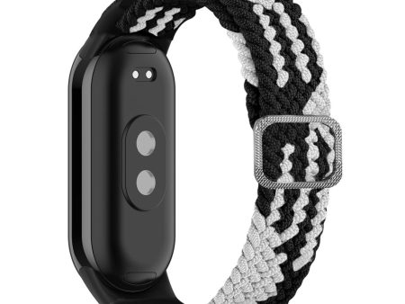 Xiaomi Smart Band 8 elastic nylon braid style strap - Black   White For Sale