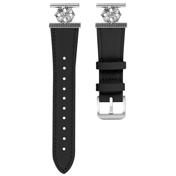 TicWatch GTH Watch Band Genuine Cow Leather Flower Decor Adjustable Strap - Black Online