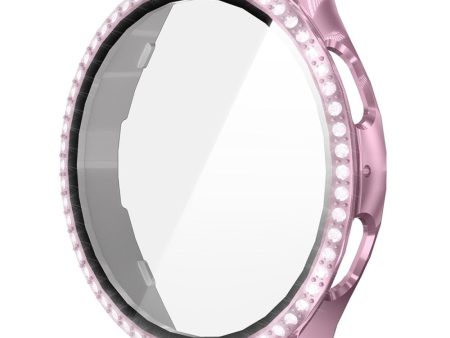 ENKAY HAT PRINCE Samsung Galaxy Watch7 40mm Bump Resistant Case Rhinestone Decor Watch Cover with Screen Film - Pink For Sale