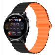 20mm Magnetic Sport Loop Watch Band Silicone Dual Color Replacement Strap - Black+Orange Online Sale