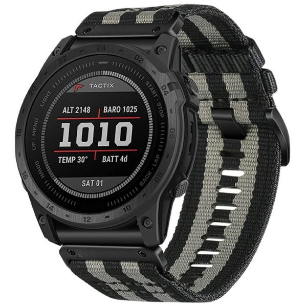 Watchband for Garmin Fenix 8 51mm   Enduro 3   Instinct 2X Universal 26mm Quick Release Nylon Canvas Watch Strap - Black+Grey Online Sale