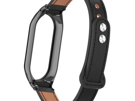 Xiaomi Smart Band 8 microfiber leather strap with metal cover - Black For Sale