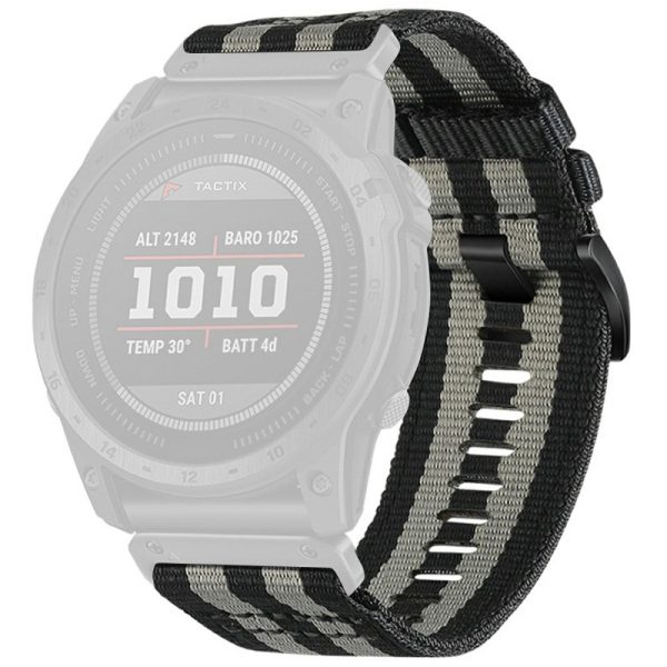 Watchband for Garmin Fenix 8 51mm   Enduro 3   Instinct 2X Universal 26mm Quick Release Nylon Canvas Watch Strap - Black+Grey Online Sale