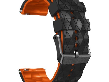 22mm Universal icosahedron style silicone watch strap - Black   Orange Cheap