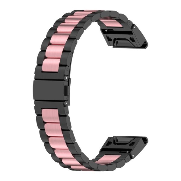 22mm stainless steel watch strap with folding clasp for Garmin watch - Black   Pink   Black Cheap