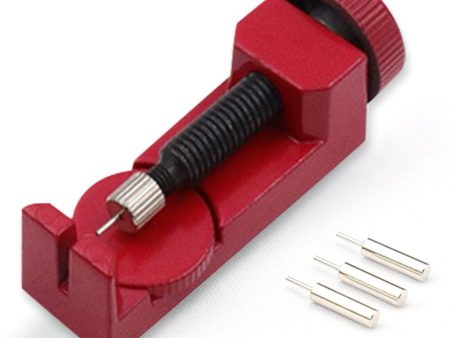 Metal strap link pin remover repair tool with extra pins - Red For Cheap