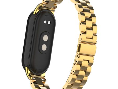 3 Bead style metal strap for Xiaomi Smart Band 8 - Imitation Gold Sale