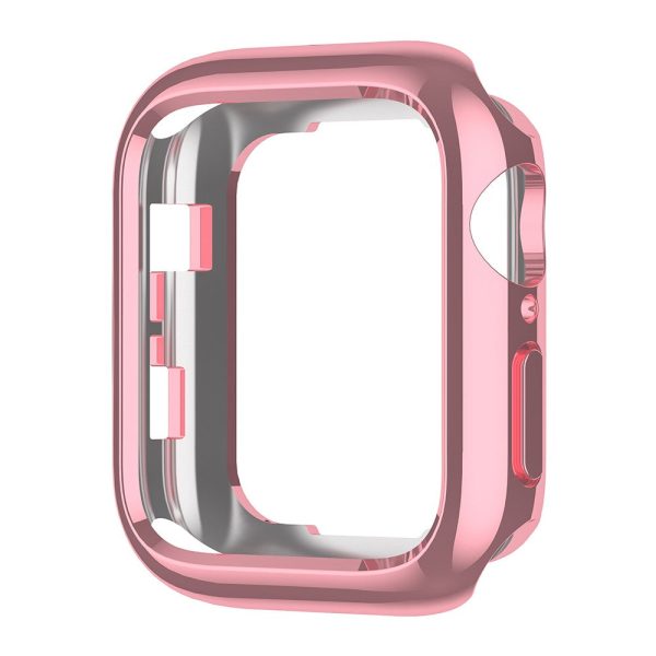 Apple Watch Series 9 8 7 45mm   6 5 4 SE (2023) SE (2022) SE 44mm   3 2 1 42mm Flexible Watch Cover Electroplated Hollow Frame - Rose Pink Hot on Sale