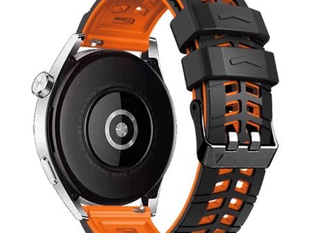 22mm Universal silicone textured strap - Black   Orange Sale