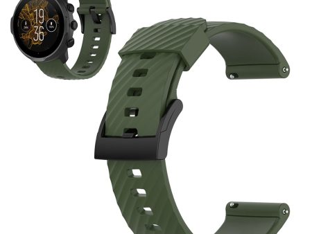 24mm silicone watch strap for Suunto device - Army Green Online now