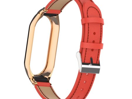 Xiaomi Smart Band 8 microfiber leather strap with metal cover - Red Hot on Sale