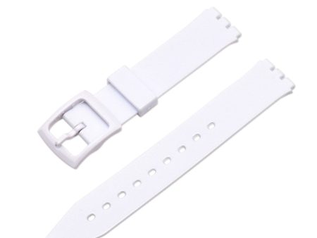 17mm Universal stripe printed silicone watch strap - White For Discount